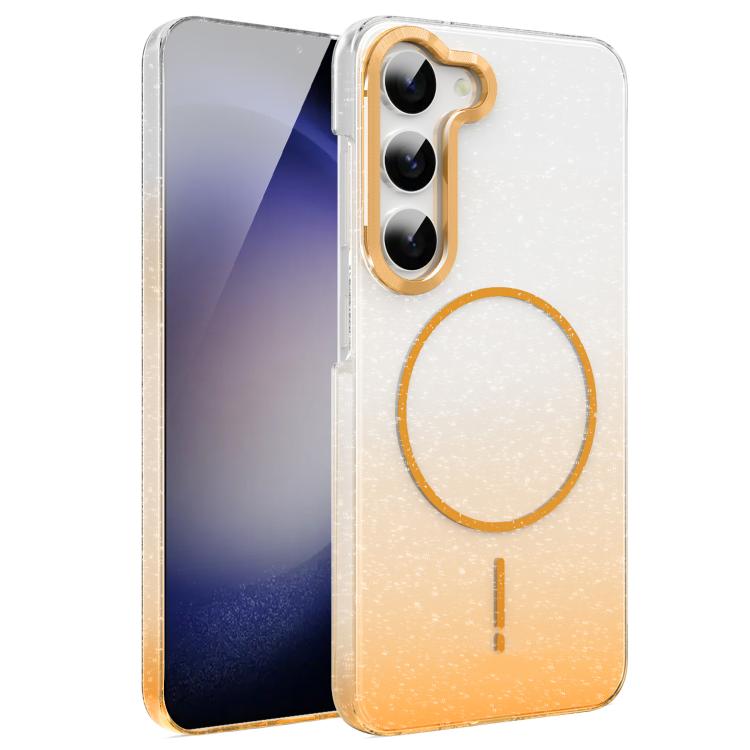 For Samsung Galaxy S23 5G Gold Diamond Glitter Gradient MagSafe Shockproof Phone Case