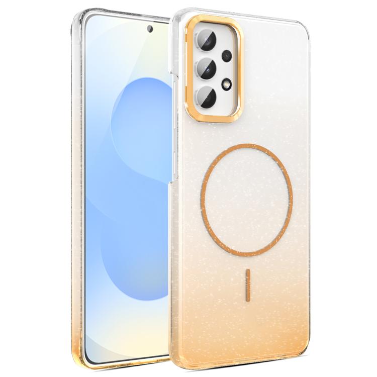 For Samsung Galaxy A32 4G Gold Diamond Glitter Gradient MagSafe Shockproof Phone Case