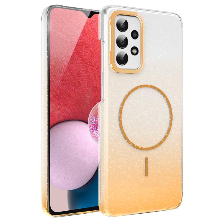 For Samsung Galaxy A13 4G Gold Diamond Glitter Gradient MagSafe Shockproof Phone Case