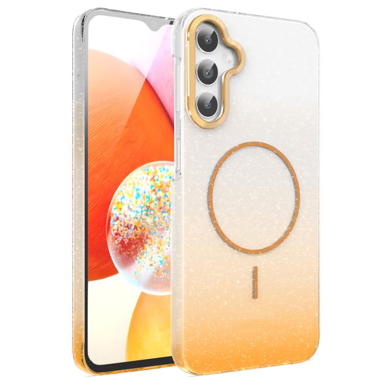 For Samsung Galaxy A14 4G / 5G Gold Diamond Glitter Gradient MagSafe Shockproof Phone Case