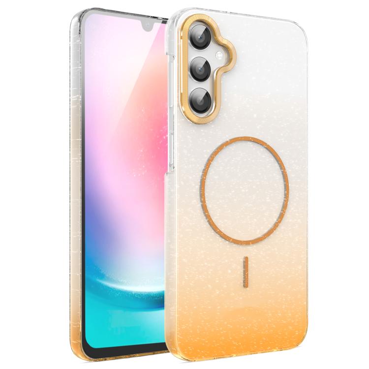 For Samsung Galaxy A24 4G Gold Diamond Glitter Gradient MagSafe Shockproof Phone Case