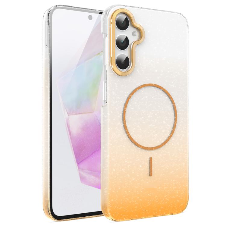 For Samsung Galaxy A34 5G Gold Diamond Glitter Gradient MagSafe Shockproof Phone Case
