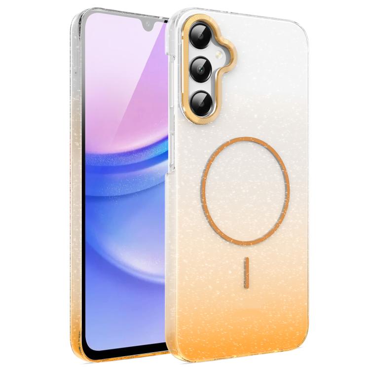 For Samsung Galaxy A15 4G / 5G Gold Diamond Glitter Gradient MagSafe Shockproof Phone Case