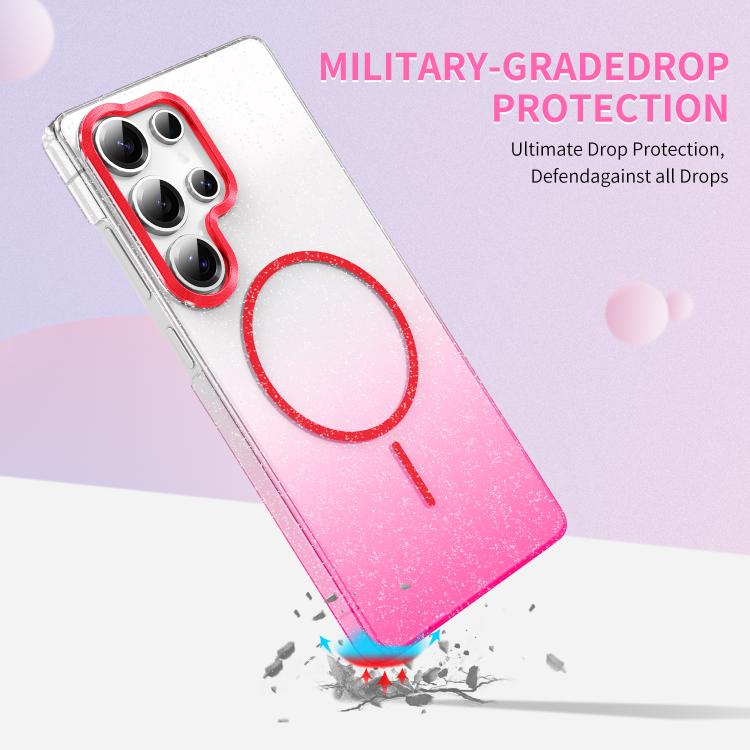For Samsung Galaxy S23 5G Gold Diamond Glitter Gradient MagSafe Shockproof Phone Case