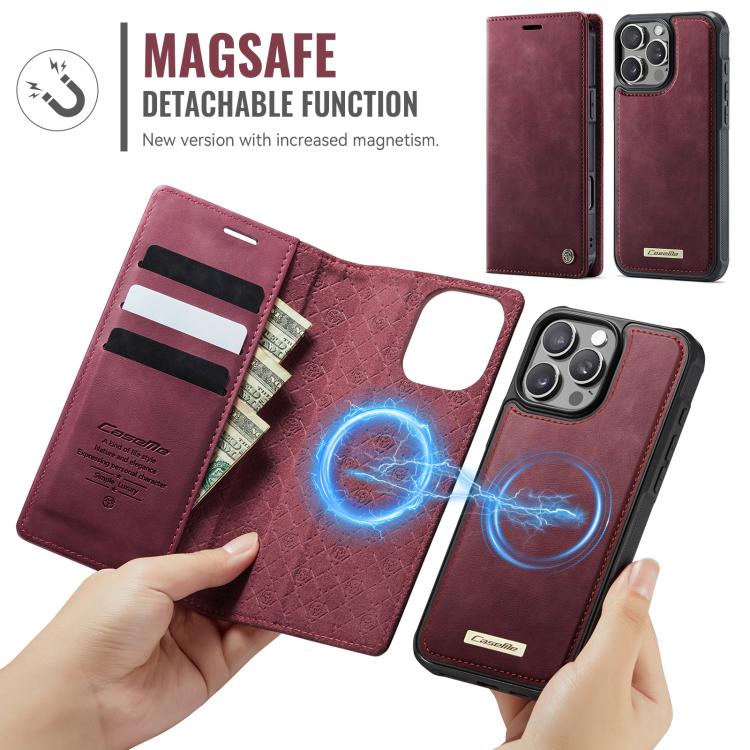 For iPhone 16 Pro Max CaseMe C49 MagSafe RFID Blocking Detachable Wallet Leather Phone Case