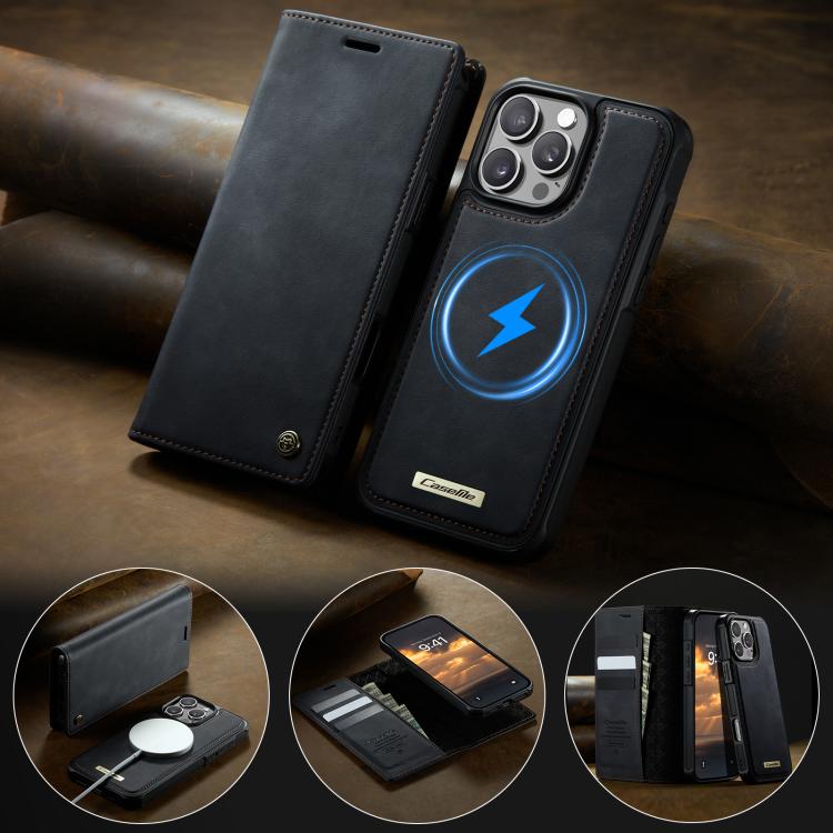 For iPhone 16 Pro Max CaseMe C49 MagSafe RFID Blocking Detachable Wallet Leather Phone Case