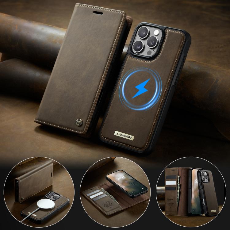 For iPhone 16 Pro Max CaseMe C49 MagSafe RFID Blocking Detachable Wallet Leather Phone Case
