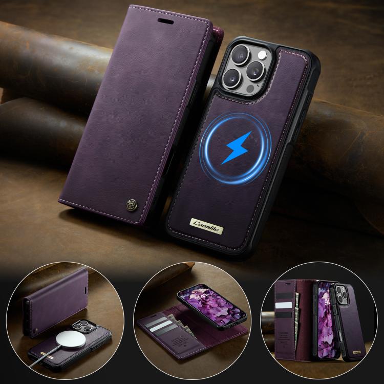 For iPhone 16 Pro Max CaseMe C49 MagSafe RFID Blocking Detachable Wallet Leather Phone Case
