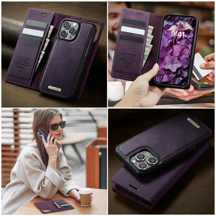 For iPhone 16 Pro Max CaseMe C49 MagSafe RFID Blocking Detachable Wallet Leather Phone Case