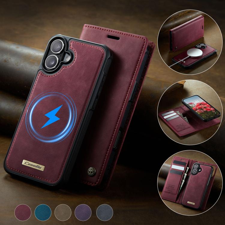 For iPhone 16 CaseMe C49 MagSafe RFID Blocking Detachable Wallet Leather Phone Case