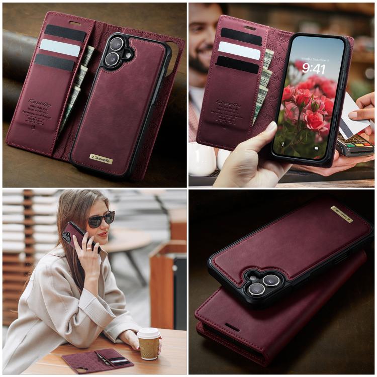 For iPhone 16 CaseMe C49 MagSafe RFID Blocking Detachable Wallet Leather Phone Case