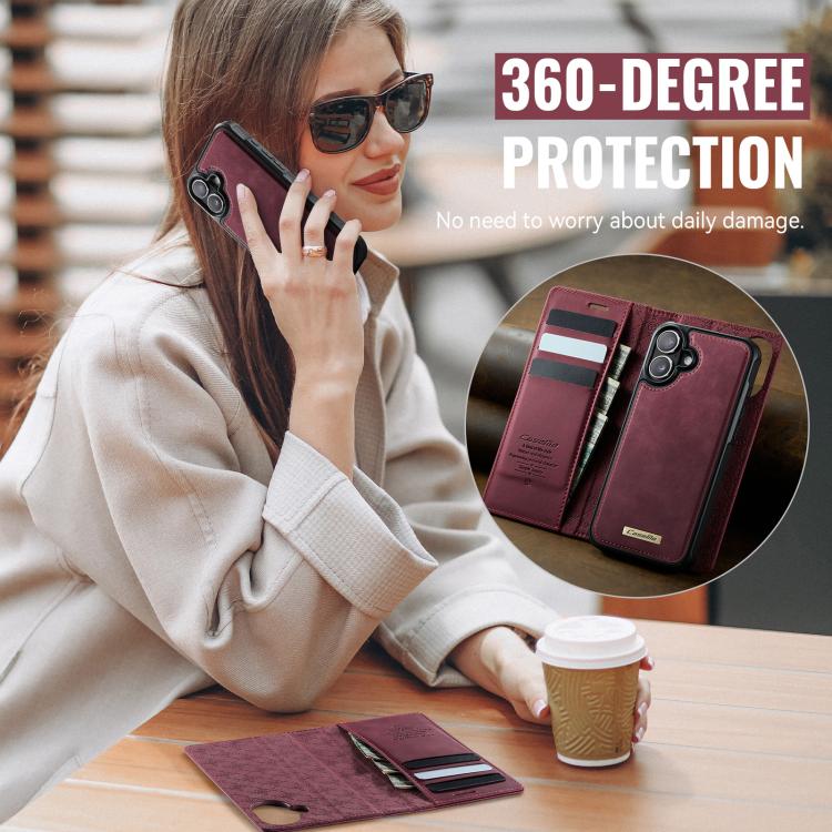 For iPhone 16 CaseMe C49 MagSafe RFID Blocking Detachable Wallet Leather Phone Case