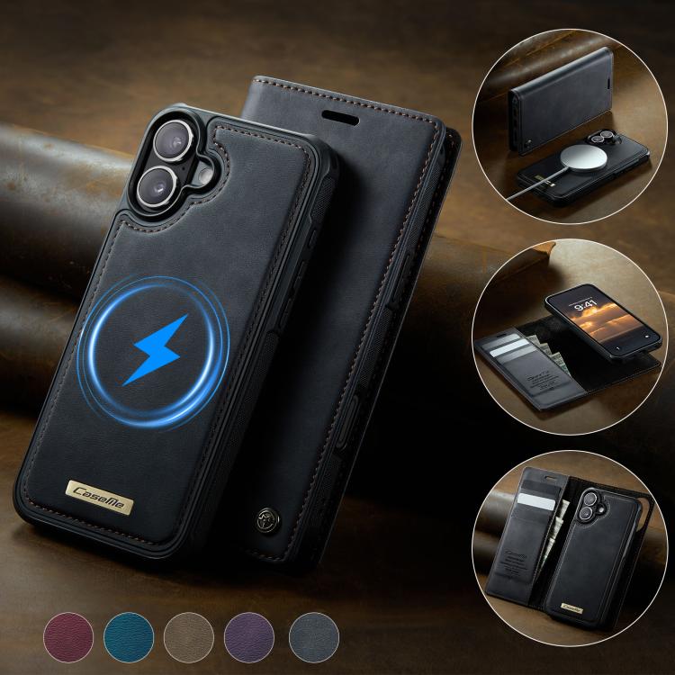 For iPhone 16 CaseMe C49 MagSafe RFID Blocking Detachable Wallet Leather Phone Case