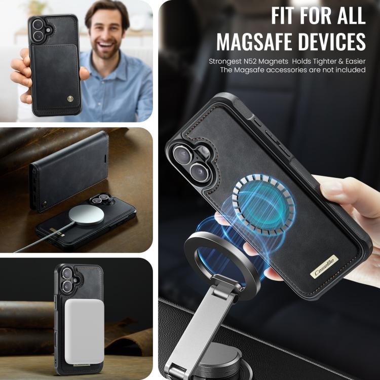 For iPhone 16 CaseMe C49 MagSafe RFID Blocking Detachable Wallet Leather Phone Case