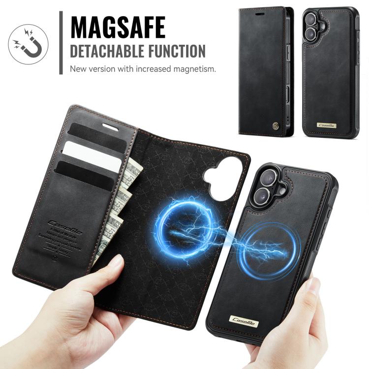 For iPhone 16 CaseMe C49 MagSafe RFID Blocking Detachable Wallet Leather Phone Case
