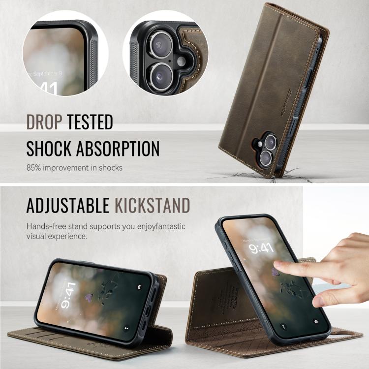 For iPhone 16 CaseMe C49 MagSafe RFID Blocking Detachable Wallet Leather Phone Case
