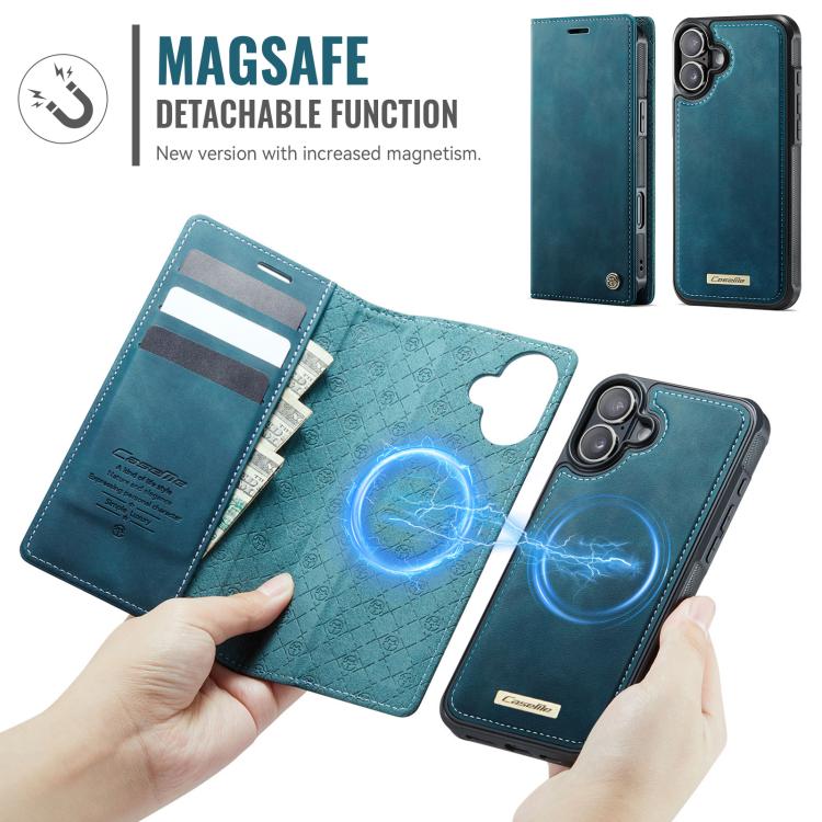 For iPhone 16 CaseMe C49 MagSafe RFID Blocking Detachable Wallet Leather Phone Case
