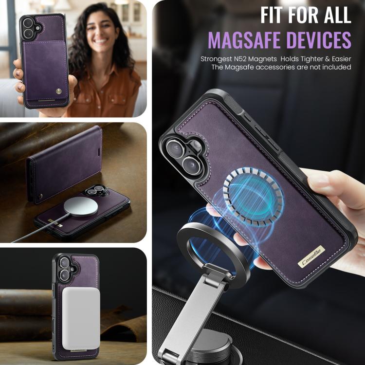 For iPhone 16 CaseMe C49 MagSafe RFID Blocking Detachable Wallet Leather Phone Case
