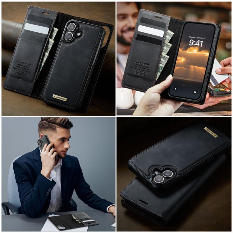 For iPhone 16 Plus CaseMe C49 MagSafe RFID Blocking Detachable Wallet Leather Phone Case