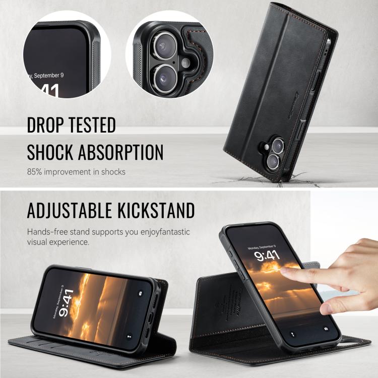 For iPhone 16 Plus CaseMe C49 MagSafe RFID Blocking Detachable Wallet Leather Phone Case