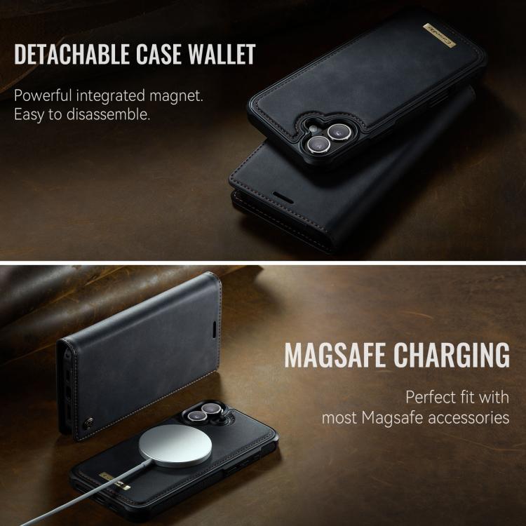 For iPhone 16 Plus CaseMe C49 MagSafe RFID Blocking Detachable Wallet Leather Phone Case