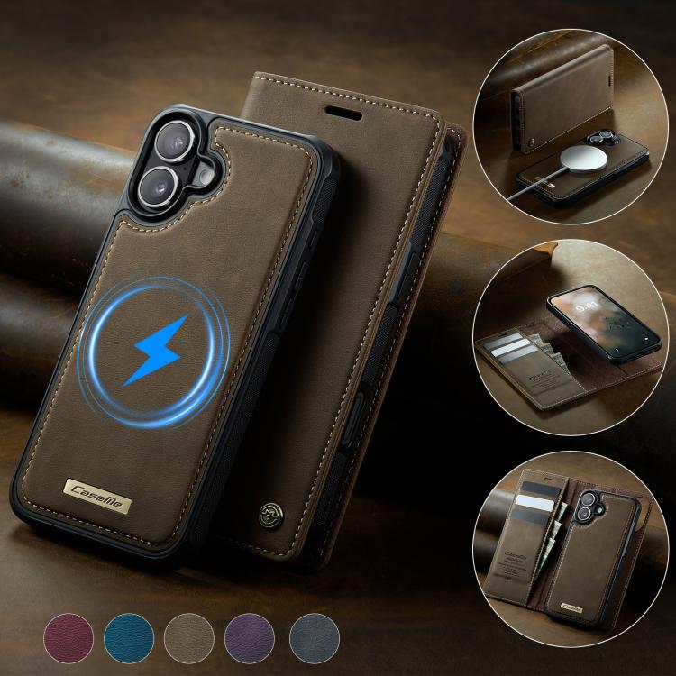 For iPhone 16 Plus CaseMe C49 MagSafe RFID Blocking Detachable Wallet Leather Phone Case