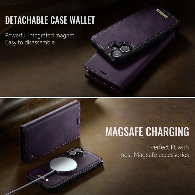 For iPhone 16 Plus CaseMe C49 MagSafe RFID Blocking Detachable Wallet Leather Phone Case