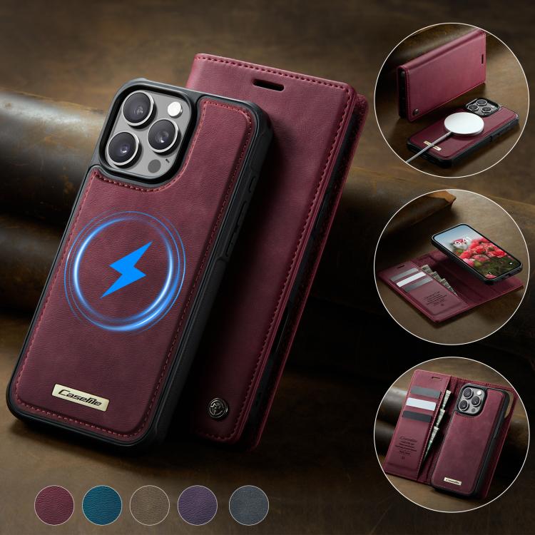 For iPhone 16 Pro CaseMe C49 MagSafe RFID Blocking Detachable Wallet Leather Phone Case