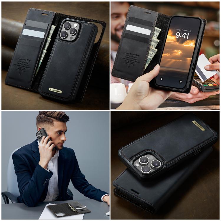 For iPhone 16 Pro CaseMe C49 MagSafe RFID Blocking Detachable Wallet Leather Phone Case