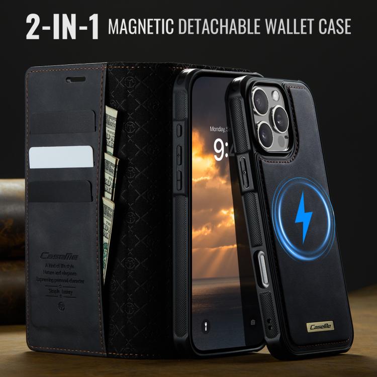 For iPhone 16 Pro CaseMe C49 MagSafe RFID Blocking Detachable Wallet Leather Phone Case