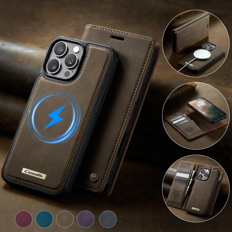 For iPhone 16 Pro CaseMe C49 MagSafe RFID Blocking Detachable Wallet Leather Phone Case