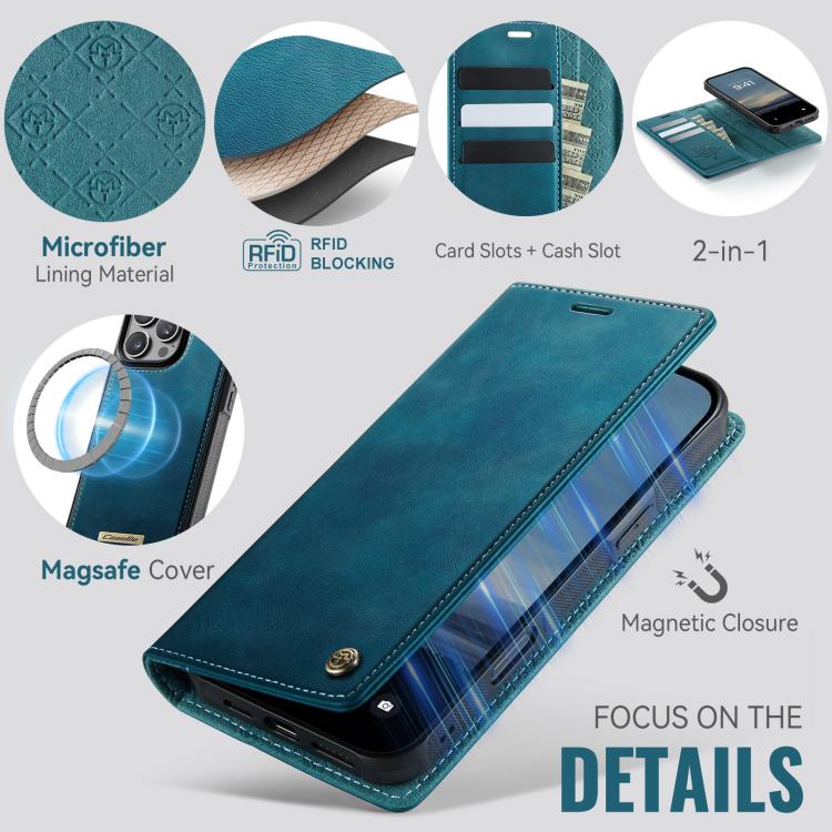 For iPhone 16 Pro CaseMe C49 MagSafe RFID Blocking Detachable Wallet Leather Phone Case