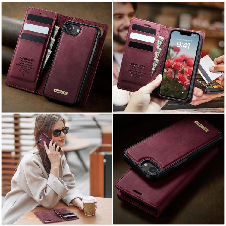 For iPhone 17e / 16e CaseMe C49 MagSafe RFID Blocking Detachable Wallet Leather Phone Case