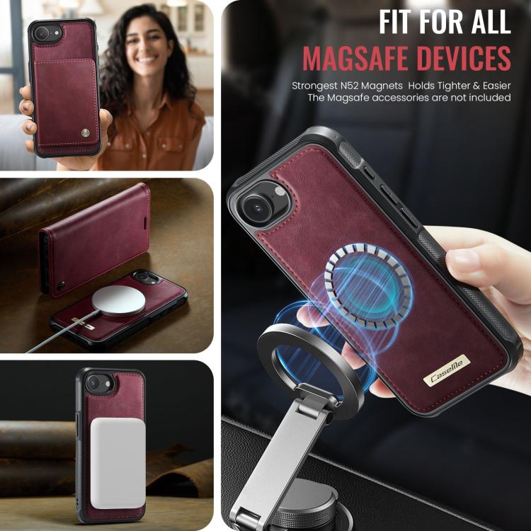 For iPhone 17e / 16e CaseMe C49 MagSafe RFID Blocking Detachable Wallet Leather Phone Case