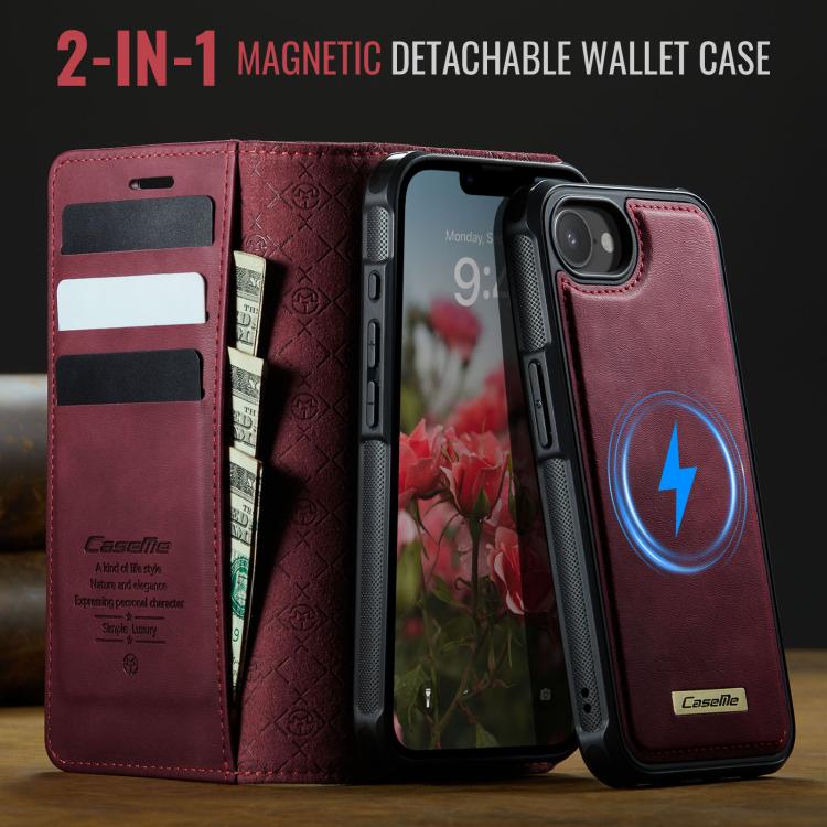 For iPhone 17e / 16e CaseMe C49 MagSafe RFID Blocking Detachable Wallet Leather Phone Case