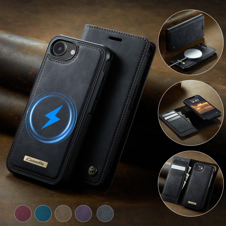 For iPhone 17e / 16e CaseMe C49 MagSafe RFID Blocking Detachable Wallet Leather Phone Case