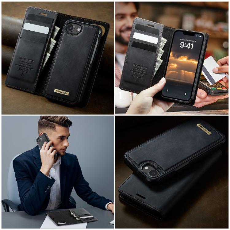 For iPhone 17e / 16e CaseMe C49 MagSafe RFID Blocking Detachable Wallet Leather Phone Case