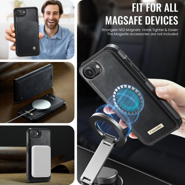 For iPhone 17e / 16e CaseMe C49 MagSafe RFID Blocking Detachable Wallet Leather Phone Case