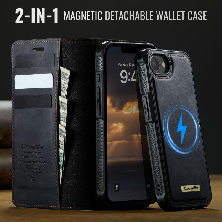 For iPhone 17e / 16e CaseMe C49 MagSafe RFID Blocking Detachable Wallet Leather Phone Case