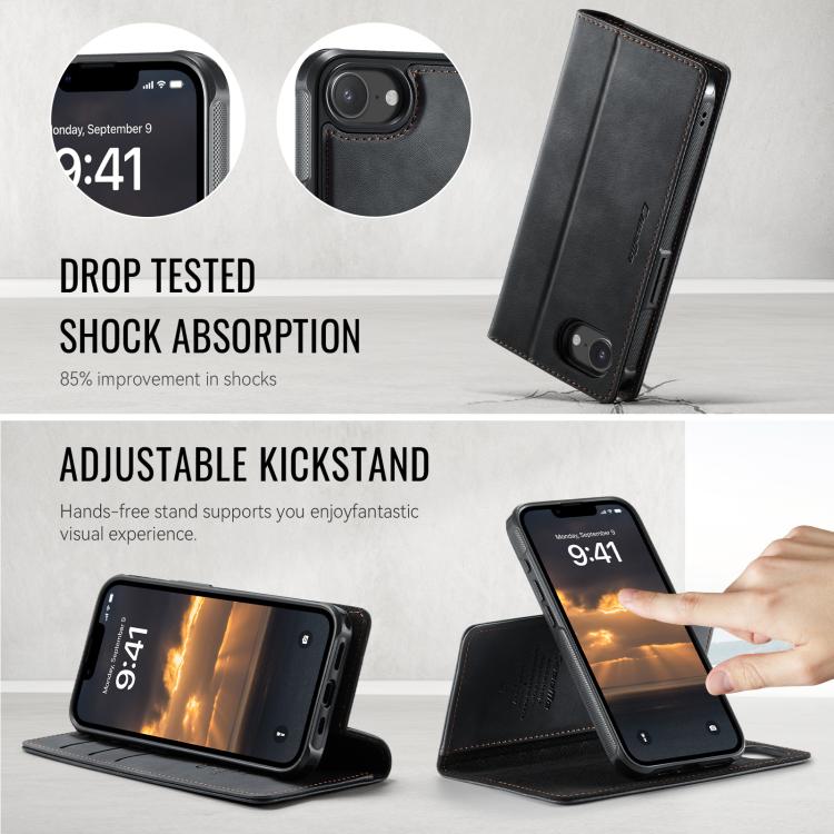 For iPhone 17e / 16e CaseMe C49 MagSafe RFID Blocking Detachable Wallet Leather Phone Case