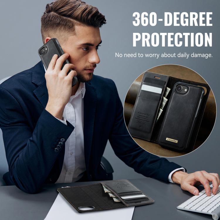 For iPhone 17e / 16e CaseMe C49 MagSafe RFID Blocking Detachable Wallet Leather Phone Case