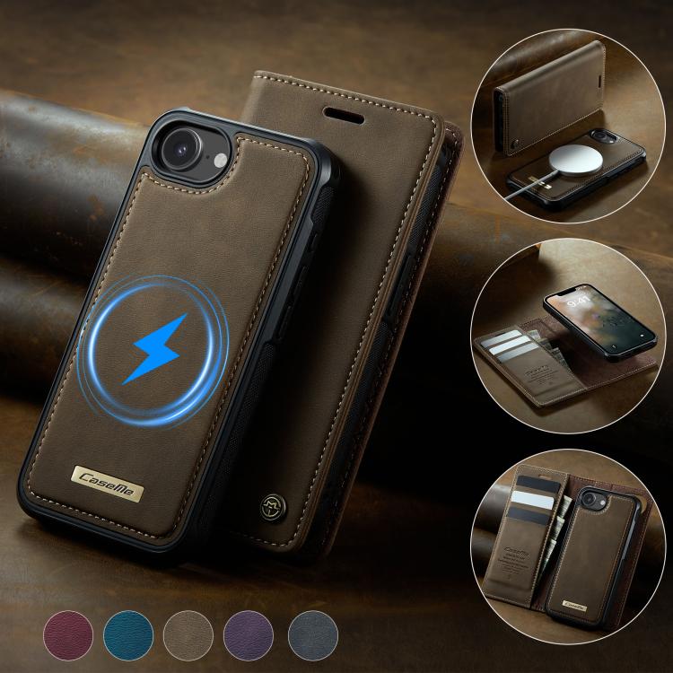 For iPhone 17e / 16e CaseMe C49 MagSafe RFID Blocking Detachable Wallet Leather Phone Case