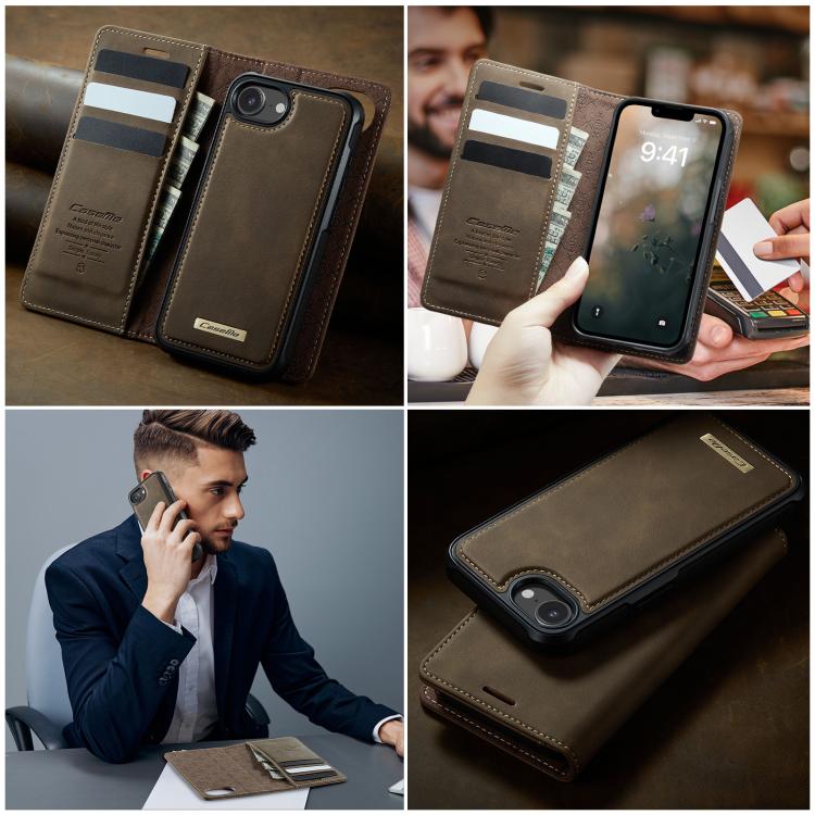 For iPhone 17e / 16e CaseMe C49 MagSafe RFID Blocking Detachable Wallet Leather Phone Case