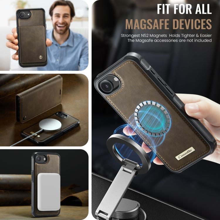 For iPhone 17e / 16e CaseMe C49 MagSafe RFID Blocking Detachable Wallet Leather Phone Case