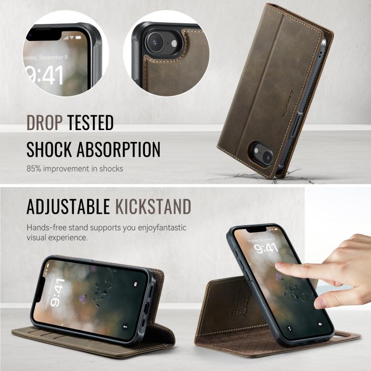 For iPhone 17e / 16e CaseMe C49 MagSafe RFID Blocking Detachable Wallet Leather Phone Case