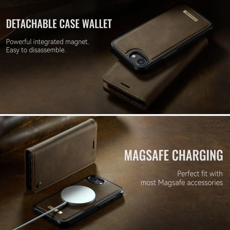 For iPhone 17e / 16e CaseMe C49 MagSafe RFID Blocking Detachable Wallet Leather Phone Case