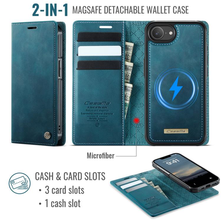 For iPhone 17e / 16e CaseMe C49 MagSafe RFID Blocking Detachable Wallet Leather Phone Case