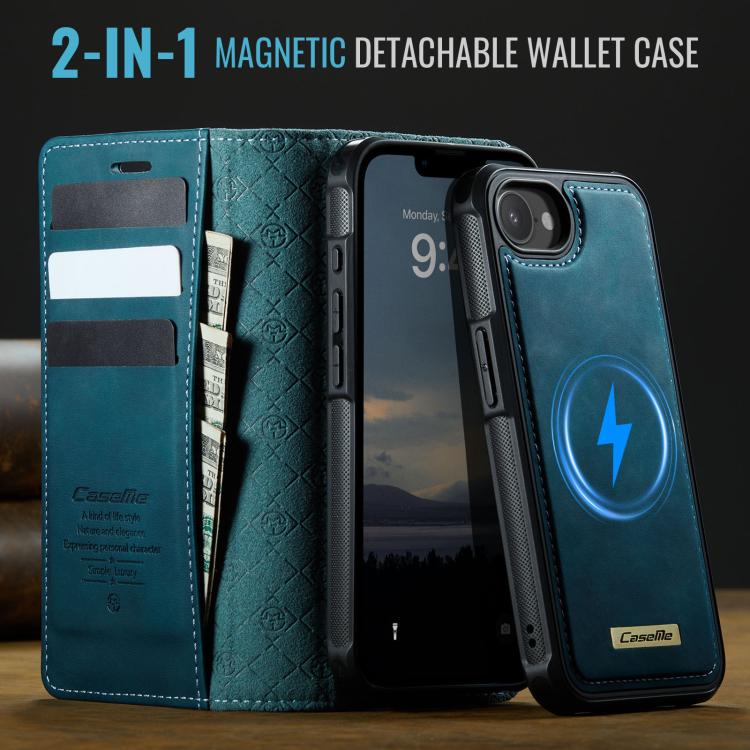 For iPhone 17e / 16e CaseMe C49 MagSafe RFID Blocking Detachable Wallet Leather Phone Case