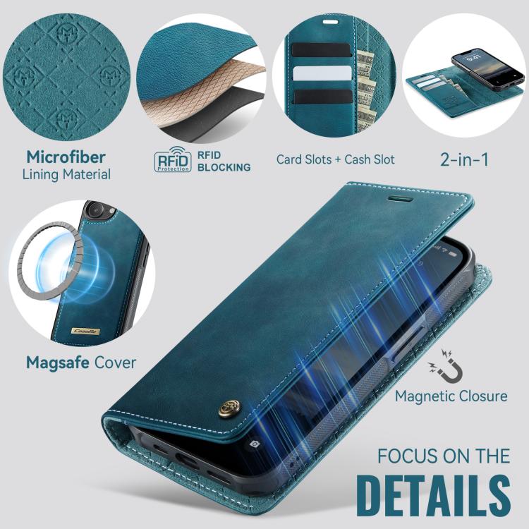 For iPhone 17e / 16e CaseMe C49 MagSafe RFID Blocking Detachable Wallet Leather Phone Case