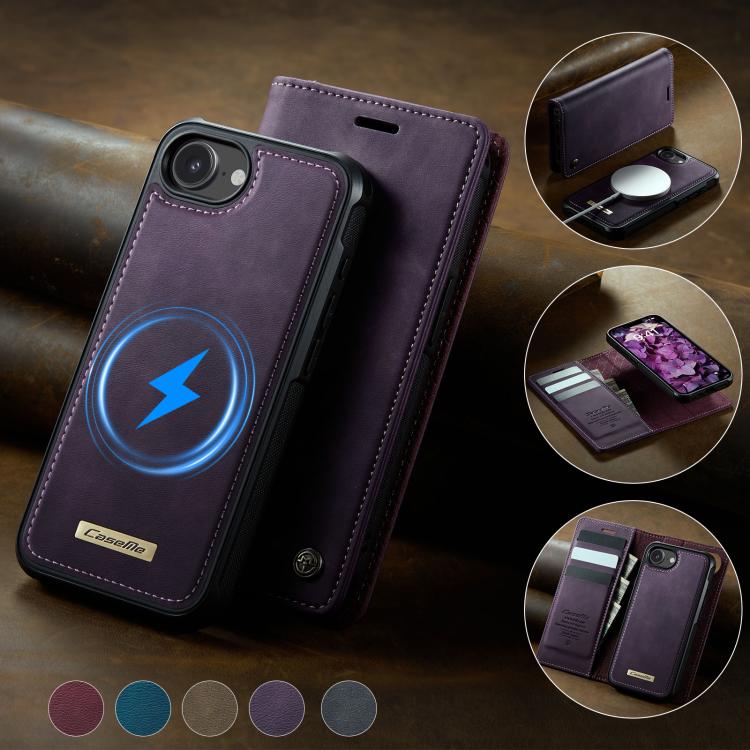 For iPhone 17e / 16e CaseMe C49 MagSafe RFID Blocking Detachable Wallet Leather Phone Case